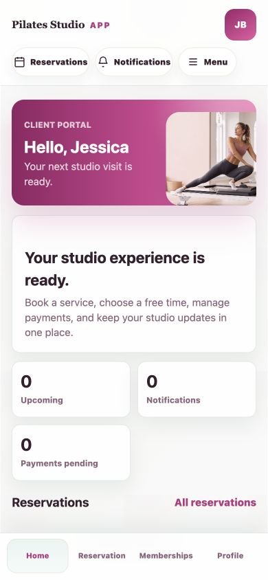 Pilates studio member mobile app